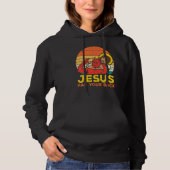 Jezus heeft je rug Jiu Jitsu Retro Christelijke Ma Hoodie (Voorkant)