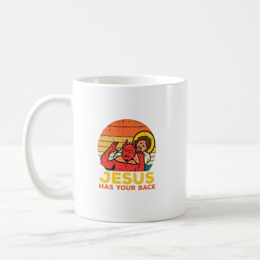 Jezus heeft je rug Jiu Jitsu Retro Christelijke Ma Koffiemok (Links)