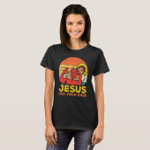 Jezus heeft je rug Jiu Jitsu Retro Christelijke Ma T-shirt (Voorkant volledig)