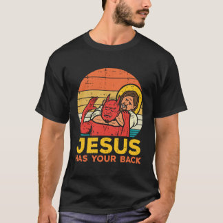 Jezus heeft je rug Jiu Jitsu Retro Christelijke Ma T-shirt