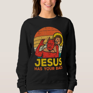 Jezus heeft je rug Jiu Jitsu Retro Christelijke Ma Trui