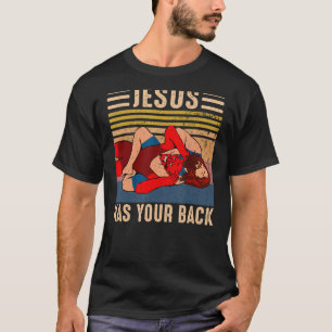 Jezus heeft je rug worstelen retro t-shirt