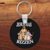 Jezus heeft Jezus Christus religieuze Pasen uitger Sleutelhanger (Voorkant)