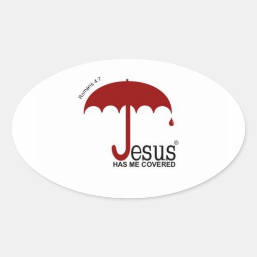 Jezus heeft me gedekt Bumpersticker Ovale Sticker (Voorkant)