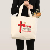 JEZUS HEEFT MIJ Christelijk Paasfeest VERLOST Grote Tote Bag (Voorkant (product))