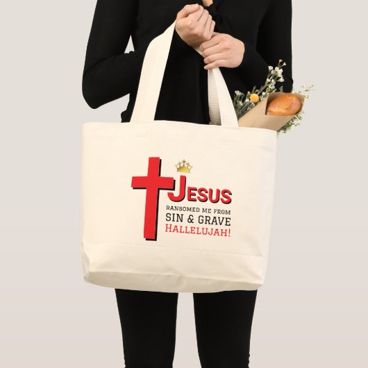 JEZUS HEEFT MIJ Christelijk Paasfeest VERLOST Grote Tote Bag (Voorkant (product))