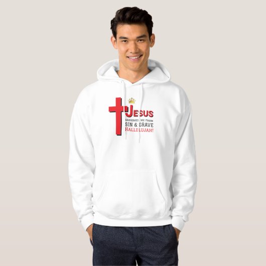 JEZUS HEEFT MIJ Christelijk Paasfeest VERLOST Hoodie (Voorkant volledig)