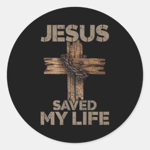 Jezus Heeft Mijn Leven Gered Christelijk Kruis God Ronde Sticker