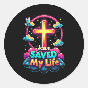 Jezus Heeft Mijn Leven Gered Kruis Christenen Bijb Ronde Sticker
