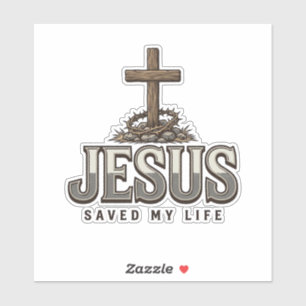 Jezus heeft mijn leven gered Vintage gravure Chris Sticker