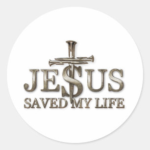 Jezus heeft mijn levenscadeau voor vrouwelijke Man Ronde Sticker