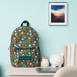 "Jezus heeft mijn rug" Bloemenprint Cut Sew Rugzak