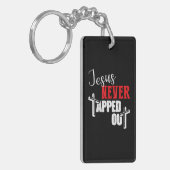 Jezus heeft nooit Christelijk geloofsworstelen geb Sleutelhanger (Voorkant Links)
