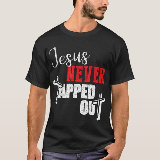 Jezus heeft nooit Christelijk geloofsworstelen geb T-shirt (Voorkant)