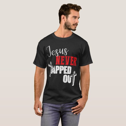 Jezus heeft nooit Christelijk geloofsworstelen geb T-shirt (Voorkant volledig)