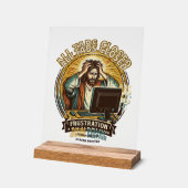 Jezus heeft per ongeluk alle browsertabbladen gesl acryl bord (Hoek)
