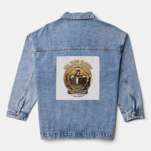 Jezus heeft per ongeluk alle browsertabbladen gesl denim jacket (Achterkant)