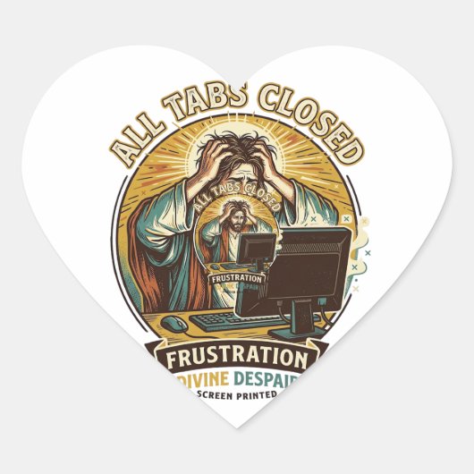Jezus heeft per ongeluk alle browsertabbladen gesl hart sticker (Voorkant)