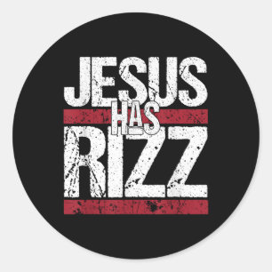 Jezus heeft Rizz eenvoudig Christelijk geloof gelo Ronde Sticker