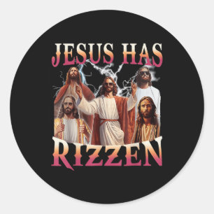 Jezus heeft Rizzen Grappige Christelijke meme nieu Ronde Sticker