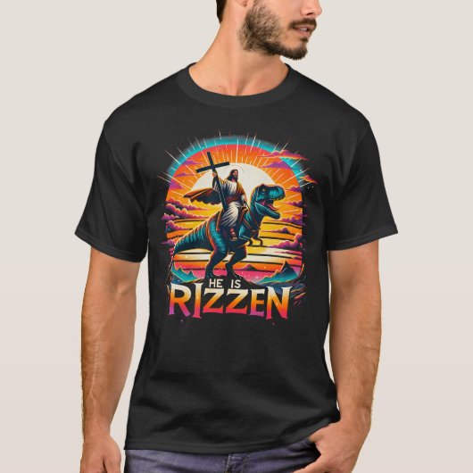 Jezus heeft Rizzen Hij is Rizzen Christelijk Jezus T-shirt (Voorkant)