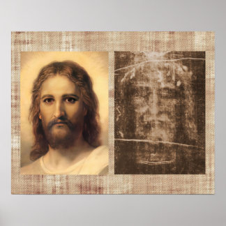 Jezus Heilig gezicht en Schudder van Turijn Poster