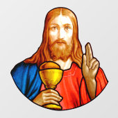Jezus Heilige Communie Faux Glas in lood Raamsticker (Vel)