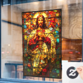 Jezus Heilige Communie Faux Glas in lood Raamsticker (Cafe Raam)