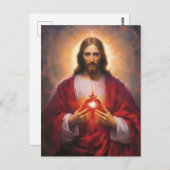 Jezus heilige hart olie schilderij briefkaart (Voorkant / Achterkant)