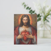Jezus heilige hart olie schilderij briefkaart (Staand voorkant)