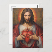 Jezus heilige hart olie schilderij briefkaart (Voorkant / Achterkant)