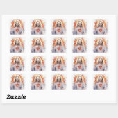 Jezus heilige hart waterverf vierkante sticker (Vel)