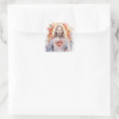 Jezus heilige hart waterverf vierkante sticker (Tas)