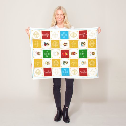 Jezus, heiligen en engelen fleece deken (In situ)