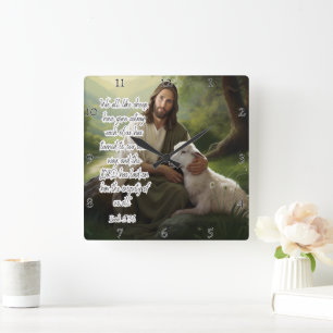 Jezus: Herder, Lam, ongerechtigheid gelegd Vierkante Klok