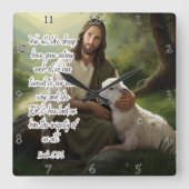 Jezus: Herder, Lam, ongerechtigheid gelegd Vierkante Klok (Voorkant)