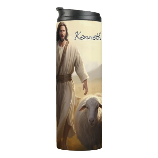 Jezus: Herder, vrede, onfeilbare liefde Thermosbeker (Geroteerd rechts)