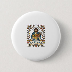 Jezus Herfst Oogst Geloof Jezus Herfst Oogst Ch Ronde Button 5,7 Cm