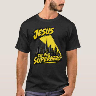 Jezus Het Echte Superheld Stadslandschap T-shirt