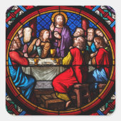 Jezus het laatste superkleurige Glas in lood Vierkante Sticker (Voorkant)