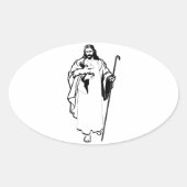 Jezus & Het Lam Ovale Sticker (Voorkant)