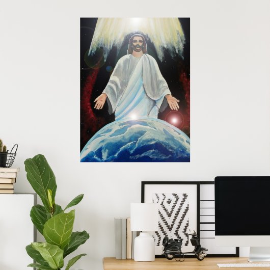 Jezus, het licht van de Christelijke wereld kunsta Poster (Thuiskantoor)