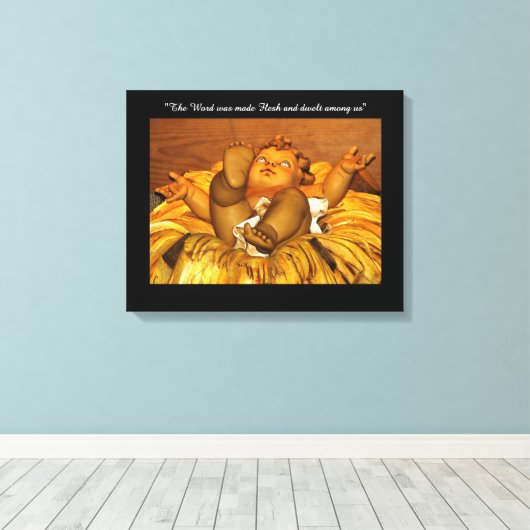 Jezus "Het woord is vruchtbaar gemaakt" Verpakt Ca Canvas Afdruk (Insitu (Houten vloer))