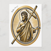Jezus hief het gouden kruis op met liefde briefkaart (Voorkant)