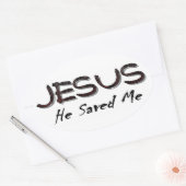 Jezus, hij heeft me gered ovale sticker (Envelop)
