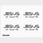 Jezus, hij heeft me gered ovale sticker (Vel)