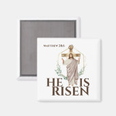 Jezus hij is risen Matthew 28.6 Paasvakantie Magneet (Voorkant / Achterkant)
