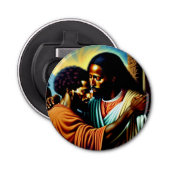 Jezus hoort een blinde Man flesopening Button Flesopener (Voorkant)