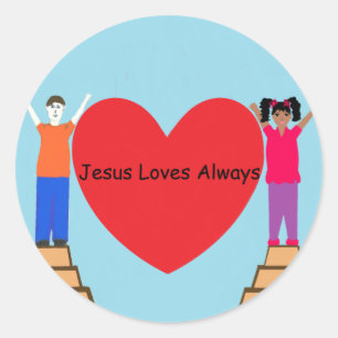 Jezus houdt altijd van teken ronde sticker