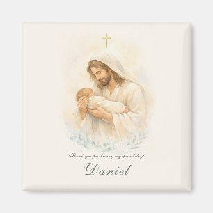 Jezus houdt baby doop save the date magneet